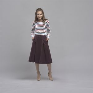 ODM Taiwan Manufacturer Women <b>Elastic</b> <b>Waist</b> Grey <b>Skirts</b> - Product Image 4