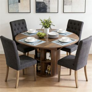 <b>Walnut</b> Wood Dining <b>Table</b> with Storage Rack for Kitchen Living Room or Small Coffee <b>Table</b> Use - Product Image 1