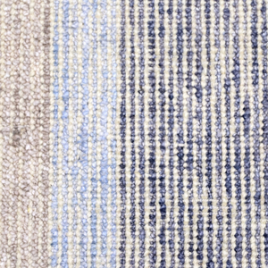 Tapis rayé en laine tufté à la main bleu beige Coastal Strata, moderne, texturé, antidérapant, écologique, pour salon et hôtel - Product Image 3