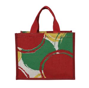 Sacs à provisions en jute à imprimé élégant avec poignée en toile de coton motif géométrique sac fourre-tout de plage à usage quotidien pour femme - Product Image 2