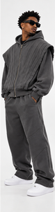 Maßgeschneiderter Herren-Hoodie in Dunkelgrau mit Reißverschluss, strukturiertem Cape-Oberteil und gerippten Bündchen, Private Label Hersteller. - Product Image 4