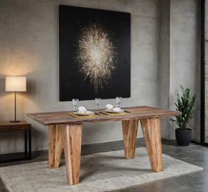 โต๊ะอาหารไม้มะม่วงทรงสี่เหลี่ยมสไตล์โมเดิร์นเรโทร สำหรับห้องนั่งเล่นหรือเฟอร์นิเจอร์อพาร์ตเมนต์ - Product Image 1