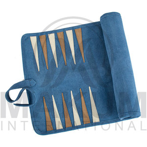 Backgammon de Viaje Fácil de Transportar, Enrollable, Hecho a Mano, de Gamuza, con Logotipo - Product Image 4