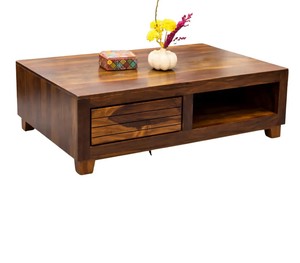 Modern Solid Wood Coffee <b>Table</b> with Drawer and Open Shelf |Rectangular Coffee <b>Table</b> with Storage | B2B Wholesale India - Product Image 2