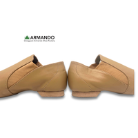 Zapatos de Jazz para Niños OEM, de Cuero Nappa, con Suela Partida, para Práctica y Entrenamiento, Ajuste Elástico, Soporte de Arco, Negro y Marrón, Logotipo Personalizado, Algodón