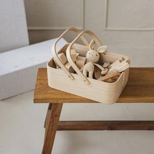 Panier de rangement en bois fait main, écologique et personnalisable, avec poignées, pour fruits et légumes, design moderne et décoratif - Product Image 3
