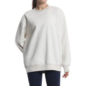 Sudadera Oversize de Cuello Redondo para Mujer, Color Liso, Hombros Caídos, Manga Larga, Tejido de Algodón, Top Casual para Otoño - Product Image 6