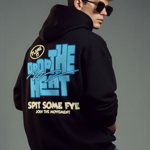 2026 Men's <b>Black</b> Hooded Sweatshirt Oversized Fit Cotton Knitted Casual Front Letter Print Pocket Design Autumn Streetwear <b>Hoodie</b> - Product Image 2