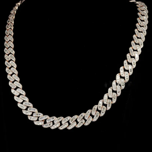Cadena cubana de plata 925 con diamantes de moissanita VVS, corte baguette, estilo hip hop de lujo, engaste hecho a mano, para uso unisex. - Product Image 3