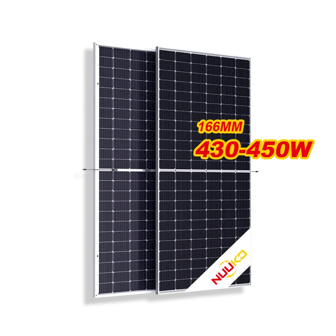 390 400 410 430 450 watt Painel Solar PV Módulo Quadro Preto Duplo Vidro 166mm Topcon Half Cells Sistema de Telhado Tier 1 Mono Solar