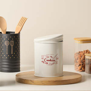 Modern Metal Food <b>Storage</b> <b>Containers</b> Cylinder Shape Airtight Lids <b>Stackable</b> Kitchen Coffee Tea Cookies Freshness Preservation - Product Image 4
