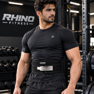 Ceinture de soutien lombaire en néoprène Rhino Fitness pour la musculation, réglable, enveloppante, pour adultes, noire - Product Image 3