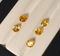 Batu Permata Citrine Kuarsa Alami 5 MM Potongan Bulat Brilian Untuk Pembuatan Perhiasan