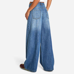 Jean large taille haute pour homme TITAN TREAD WEAR, écologique, avec ourlet effiloché, délavage vieilli, en coton, fermeture boutonnée, décontracté, automne - Product Image 3