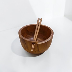 Tazón de Sopa de Madera de Teca con Logotipo Personalizado Minimalista, Acabado Natural de Grado Alimenticio, Juego de Tazones de Ramen de Madera Estilo Japonés con Palillos - Product Image 6