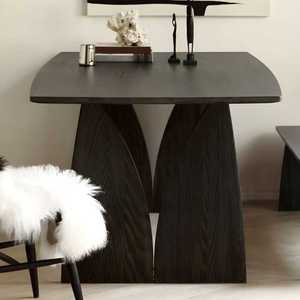 Ensemble de table à manger en bois massif design, base géométrique sculpturale, mobilier de salle à manger moderne et luxueux, déclaration architecturale - Product Image 5