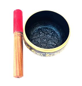 Cuenco tibetano de latón hecho a mano por Nirmala Handicrafts con diseño de Buda meditando, para meditación y mejorar la concentración - Product Image 2