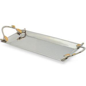 Luxurious Food Serving <b>Tray</b> <b>Large</b> Size Tableware Food Snacks Serving <b>Tray</b> Stainless Steel <b>Tray</b> With Black Orchid Accents Handles - Product Image 4