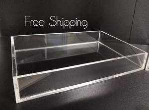 Plateau de service en acrylique durable pour événements, design contemporain transparent, compatible lave-vaisselle, 20x30cm, vaisselle élégante pour l'organisation de fêtes - Product Image 3