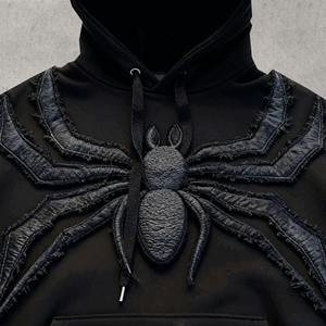 Sweat-shirt Homme Vintage Patchwork 100% Coton Zippé Oversize Imprimé Animal Streetwear Survêtement Épais Y2K Court Délavé - Product Image 3