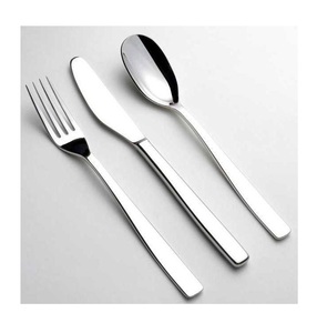 Ensemble de couverts en laiton gaufré finition argentée, poli miroir, avec manches à motif épi de blé, comprenant fourchette, couteau et cuillère - Product Image 3