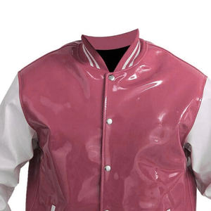 แจ็คเก็ตวาร์ซิตี้หนัง PVC สไตล์วินเทจสำหรับทุกเพศ แบบเรโทร คลาสสิค คอตั้ง คุณภาพสูง - Product Image 3