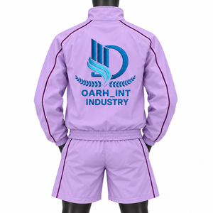 <b>Men's</b> <b>Purple</b> Windbreaker <b>Suit</b> Set Sporty Polyester Shorts Breathable Stand Collar Spring Wear - Product Image 2