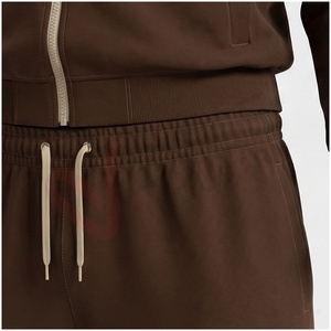 Ensemble de survêtement marron pour homme, manches longues, col montant, fermeture éclair sur le devant, couleur unie, respirant, coupe décontractée, vêtements d'automne - Product Image 5