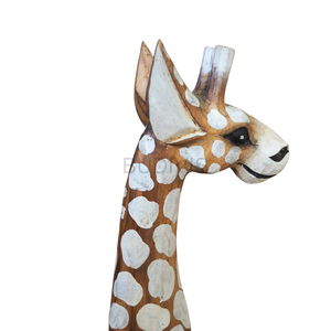 Figura de Jirafa Rústica Tallada a Mano en Madera de Coco con Detalles de Patrón, Color Personalizado, Escultura Decorativa para el Hogar - Product Image 4