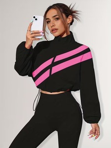 <b>Ladies</b> Urban Streetwear Tracksuit | Elastic Drawstring Hem Windbreaker <b>Jacket</b> and Slim Fit Compression Gym Leggings Outfit - Product Image 2