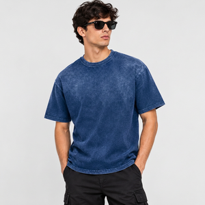 T-shirt surdimensionné personnalisé pour homme 100 % coton, style décontracté délavé vintage avec motif chenille, coupe décontractée à épaules tombantes - Product Image 4