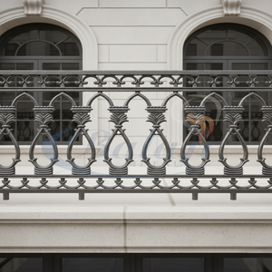 Durable Solid Heavy Duty Cast Iron Modern Balcony Stair Railing Grill Super Shot Blasted Finish Custom Ornate Outdoor <b>Frameless</b> - Product Image 4