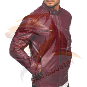 Veste d'hiver en cuir pour homme de haute qualité, prix de gros, col montant, couleur unie - Product Image 2