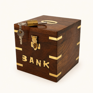 Tirelire |   Tirelire en bois de palissandre indien |   Boîte de rangement pour pièces de monnaie de qualité supérieure, faite à la main, avec serrure et clé, décoration cadeau, luxe - Product Image 1