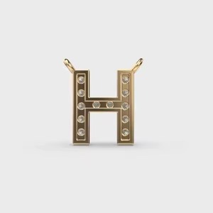 Moissanite Letter H Charm 925 silver Gold Plated Round Brilliant Cut Channel Setting Classic Unisex Everyday Wear - Product Image 3
