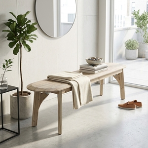 Modern Long Solid Wood Dining <b>Bench</b> Elegant Oval Edged Wooden <b>Bench</b> Furniture For Rustic Living Room Setup Art Design Pure Art - Product Image 2