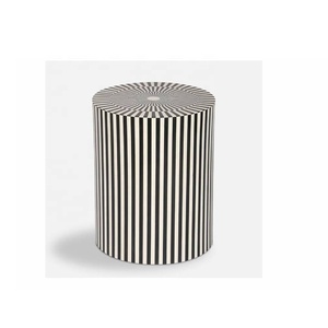 Mesa auxiliar con incrustaciones de hueso de diseño de rayas modernas hechas a mano para dormitorio, baño y comedor, mesita de noche y mesa auxiliar y taburete - Product Image 2