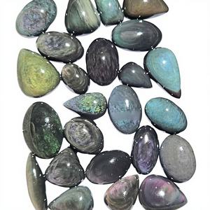 Lote al por mayor de cabujones de obsidiana arcoíris de alta calidad, gemas sueltas de obsidiana con brillo de ojo arcoíris para la fabricación de joyas. - Product Image 1