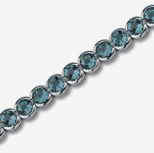 Pulsera de tenis de topacio azul de Londres en plata de ley chapada en oro, corte redondo, elegante, con gema azul, joyería de lujo para fiesta - Product Image 2