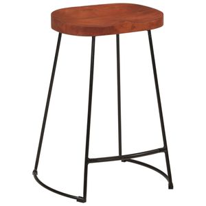 Ensemble de 2 tabourets de bar en bois de manguier naturel massif, taille standard, au design élégant - Product Image 3