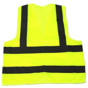 Gilet de sécurité haute visibilité unisexe en polyester, jaune avec bandes réfléchissantes noires - Product Image 6