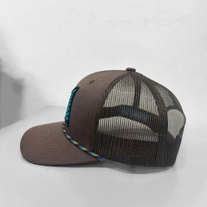 Casquette de pêche vierge 6 panneaux en gros, dos en maille, structurée, avec corde décorative, personnalisable, pour hommes, usine du Vietnam - Product Image 3