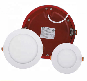 ETL ES 505 <span class=keywords><strong>Ceiling</strong></span> FCC 4 inci <span class=keywords><strong>Round</strong></span> Fire Rated datar Edgelit LED Panel lampu 9W 2 jam pemadam kebakaran dengan 2 lapisan tidak berkedip Drive