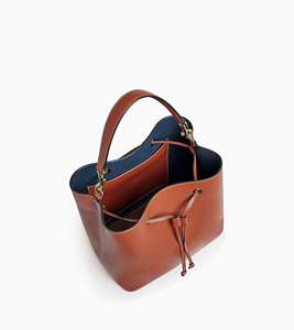 <b>Leather</b> Bucket <b>Bag</b> Women's Casual Handbag Minimalist Style Zipper Closure <b>Soft</b> Brown Tote All Seasons - Product Image 3