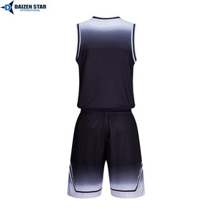Custom Basketball Jersey Set Black Gradient V-Neck Sleeveless Moisture Wicking Polyester Unisex Adult All Seasons - Product Image 6