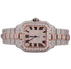 Luxury Women's Diamond <b>Watch</b> Rectangle <b>Case</b> Stainless Steel Band Roman Numeral Analog Quartz Movement Butterfly Clasp - Product Image 3