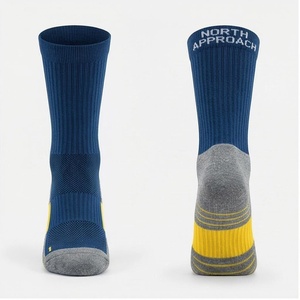 Chaussettes de sport North Approach Crew bleues, jaunes et grises, respirantes, pour la course à pied, pour adultes, saison estivale - Product Image 1