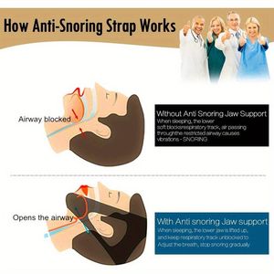 สายรัดคางปรับระดับได้ ระบายอากาศได้ดี สีดำ ผลิตภัณฑ์ป้องกันการนอนกรน - Product Image 5