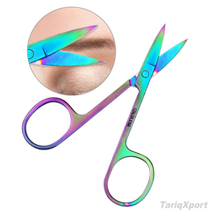 Tijeras para Cejas de Acero Inoxidable Arcoíris, Hoja Recta Afilada, Herramienta de Belleza y Cuidado Personal, Recortador de Cutículas para Diestros - Product Image 4