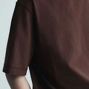 T-shirt en coton épais avec logo brodé personnalisé, respirant, décontracté pour l'été - Product Image 5